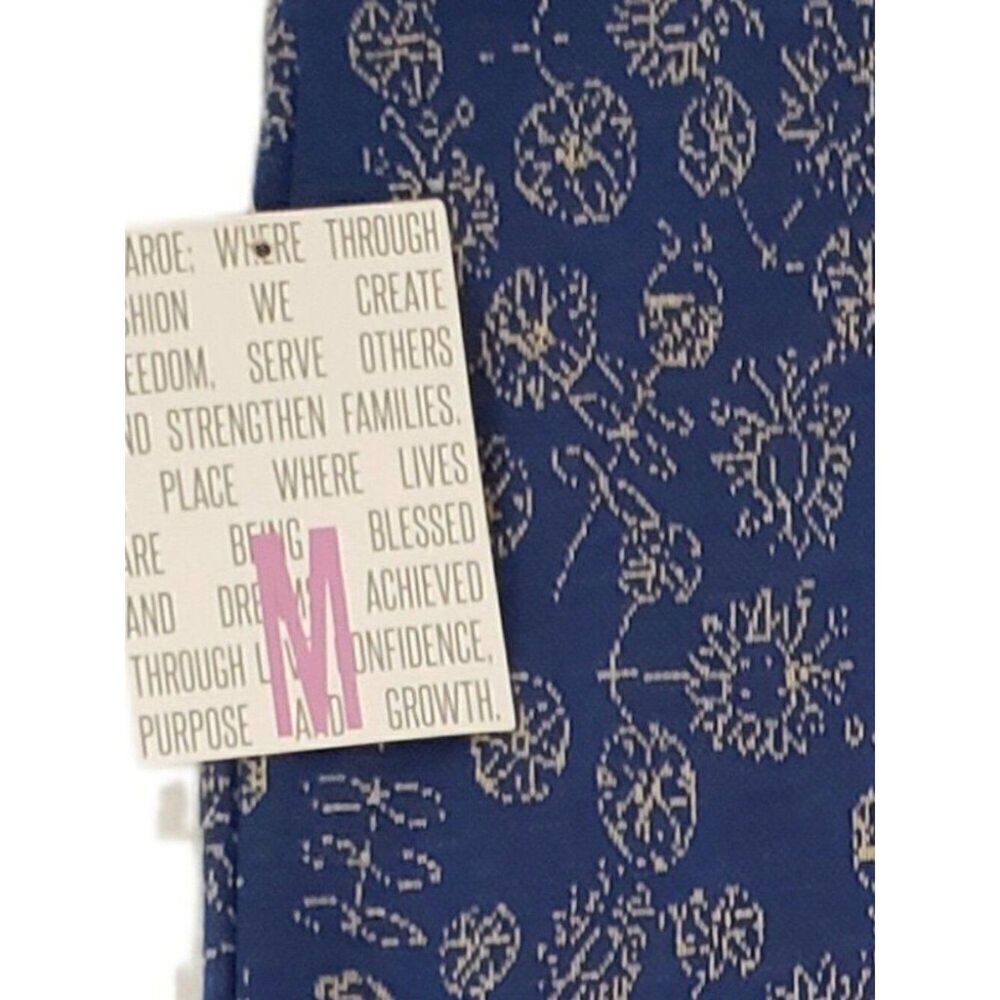 New LuLaRoe Blue and Gray Floral Patterned Stretchy Midi Skirt - Picture 3 of 3